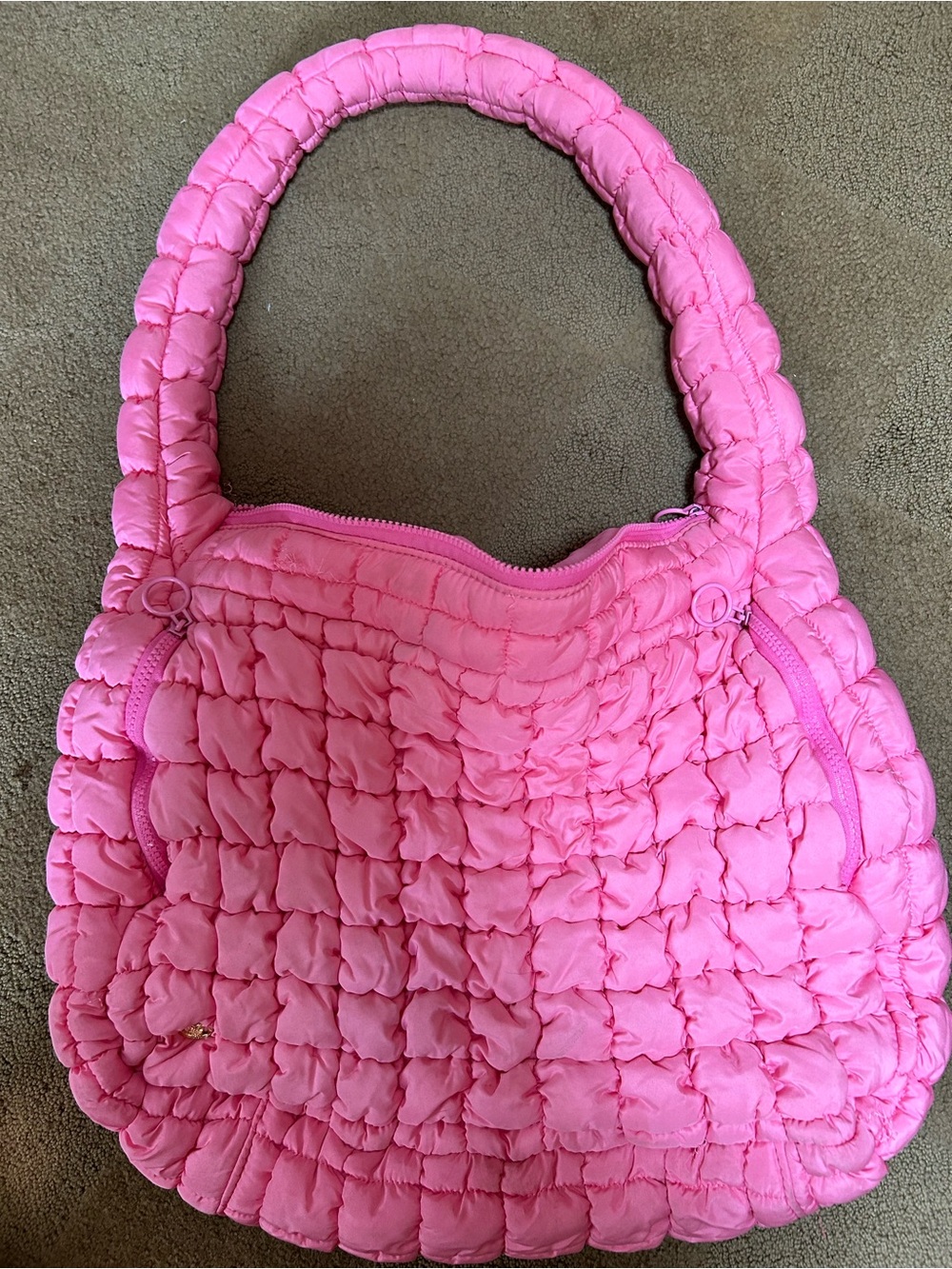 Simply Southern Quilted Puffer Shoulder Bag in Bright Pink